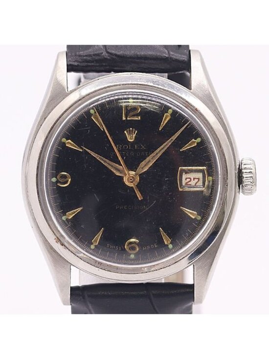Rolex Oyster Date Hand Wound Black Dial Watch